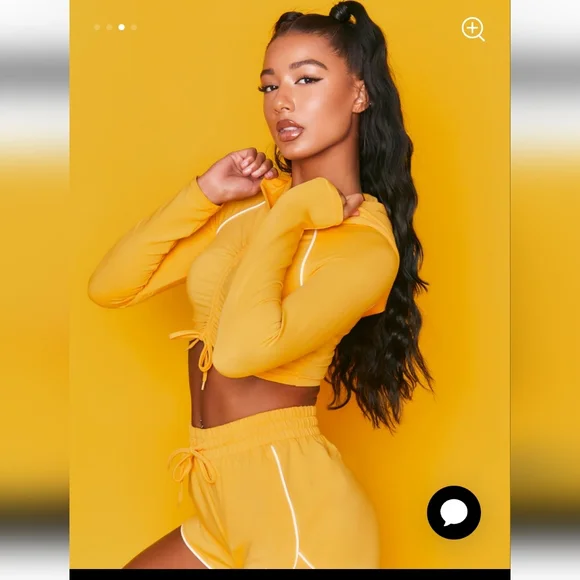 BO+TEE Yellow Cropped Hoodie - Picture 2 of 9